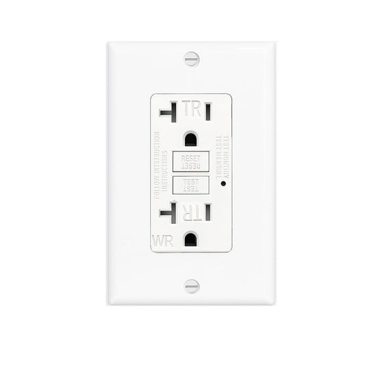 (20 AMP-1 Pack) GFCI Outlet WR White – Tamper Resistant, Weather Resistant GFI Receptacle with Self-Test, LED Indicator,UL Listed, Easy Install – Ground Fault Outlet for Outdoor Use & Bathroom