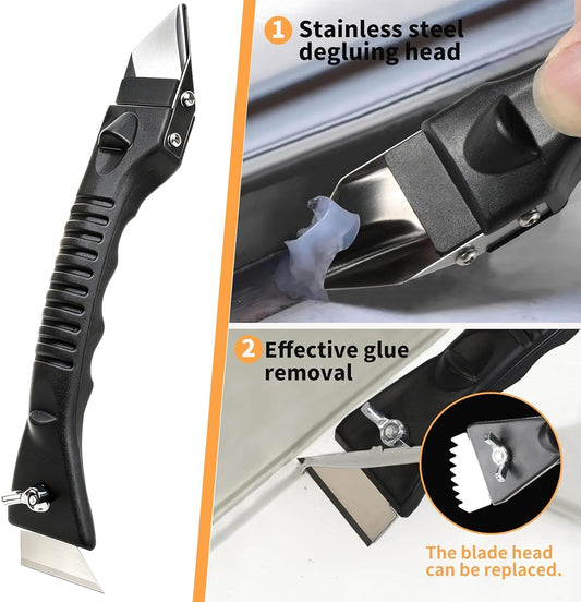 3-in-1 Silicone Caulking Tool Kit, Sealant Finishing & Scraper | 3-In-1 Caulking Tool with Replaceable Silicone Pads, Caulk Removal Scraper for Grout & Glue Cleanup