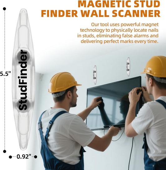 (2-Pack) Upgraded Magnetic Stud Finder - No Battery Wall Scanner with Extra Powerful Magnets for Deep Detection on Wood & Metal Studs in Drywall, Not for Plaster Walls