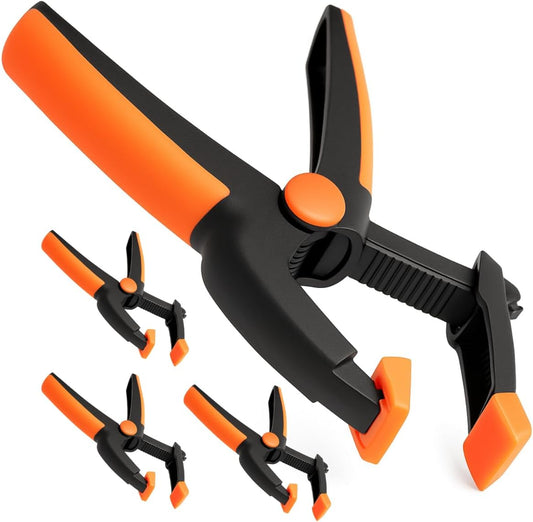 (4 Pack) 4" (10.2 cm) Adjustable Spring Clamp | Hinged Jaw Tips | Durable Plastic