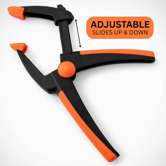 (4 Pack) 4" (10.2 cm) Adjustable Spring Clamp | Hinged Jaw Tips | Durable Plastic
