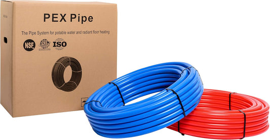 EFIELD 1/2 Inch 2 x 100 ft (200 Ft) Pex-b Pipe/Tubing(All-in-One Bundle) | Brass pex Fittings, Crimping Tool, Cinch Clamps, Cutter, J-Clamps(129)