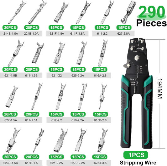 / Pin Connector Kit with Crimping Pliers,Car Electrical Wire Terminal 21Type 1/1.5/1.8/2.2/2.3/2.8/3.5mm Auto Electric Connector Terminal Non-Insulated Plug Removal Male Female Crimp Pins