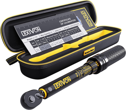 LEXIVON Bike Torque Wrench 1/4-Inch Dr. 15-Piece Kit | 72-Tooth Gear, Dual-Direction Click Type 2~26 Nm / 17.7~230.1 in-lb (LX-191)