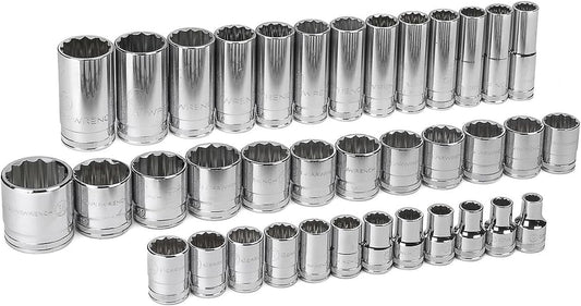 . 1/2" Drive 6 Pt. Standard & Deep Socket Set, SAE - 80729
